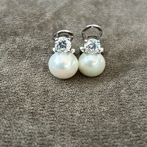 Freshwater Pearl and Zircon Earrings